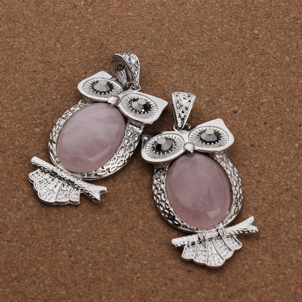 1 pezzo Ciondoli Gufo in Pietra Naturale Ciondoli Cristallo Rosa Viola Carini per Creazione Gioielli Fai da Te Artigianato Ciondoli per Collana Componenti
