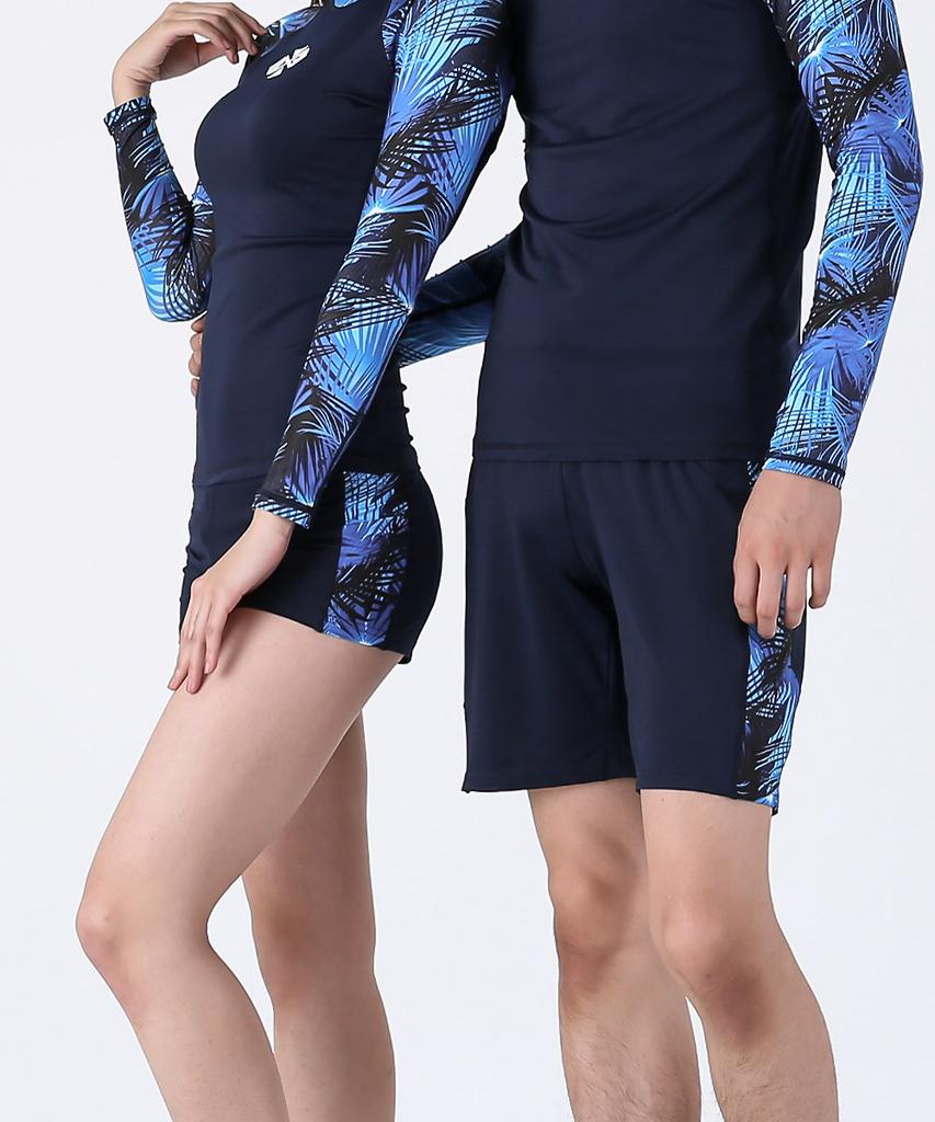 Dangun Ocean Blue Side Pattern Unique Rash Pants Board Shorts
