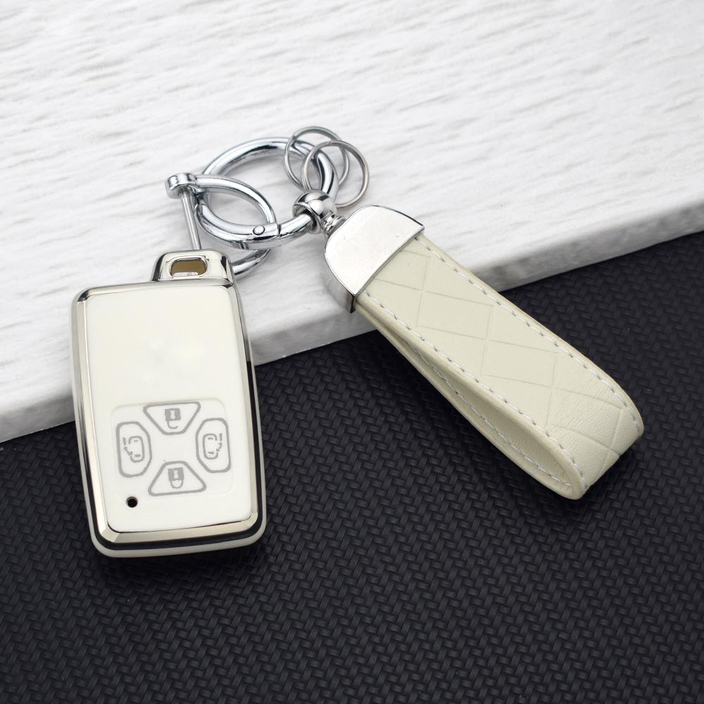 Soft TPU Silvery Car Key Casefor Toyota Alphard Vellfire Previa Estima Isis Noah Voxy 4/5 Buttons Cover Key Chain Protector