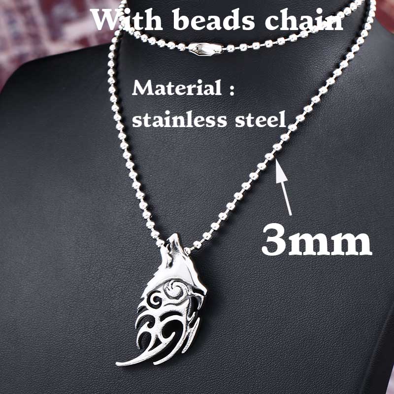 BEIER 3D 316L stainless steel new design howling wolf pendant necklace viking men celt Charm Fashion jewelry LLBP8-303P