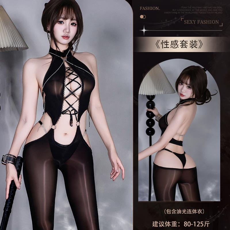 Sexy Underwear Oily Stockings Hip Skirt Oily Sexy Backless Diamond Chain Love 'fun Tone Qqny