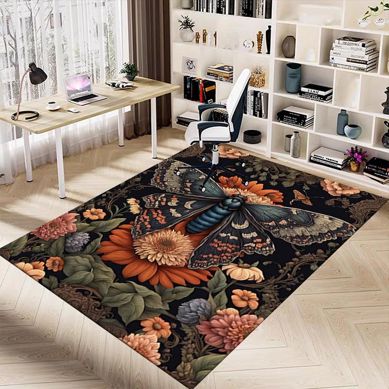 1pc Butterfly Flowers Carpet Anti Slip Polyester Floor Mat for office.Bedroom