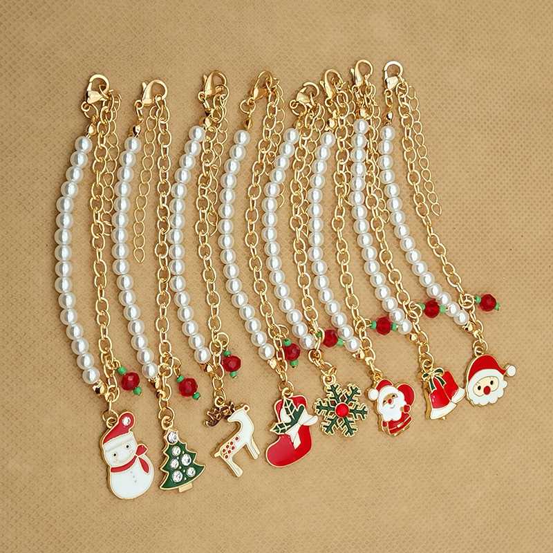 Snowman Christmas Bracelet Bell Christmas Christmas Tree Old Man Elk Snowflake Jewelry Alloy