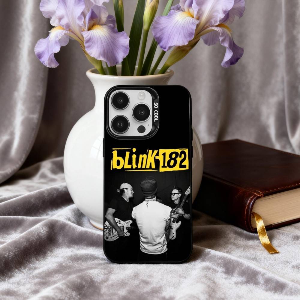 Punk B-Blink-182 Band Phone Case For iPhone17,16,15,14,13,12,11 Plus,Pro Max Candy Silver Plated Inside Cover