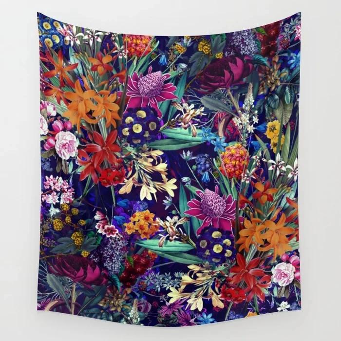 Blumen Wandteppich Wandbehang Mysteriös Romantischer Wandteppich Hintergrund Mandala Haus Wohnzimmer Schlafzimmer Dekor Wandteppich Dekoration
