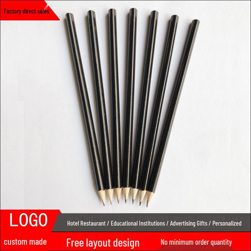 Eco-friendly Black Triangular Pencil with Custom Logo for Hotels, Guest Rooms, and Conferences (17.6cm, Pre-Sharpened)
