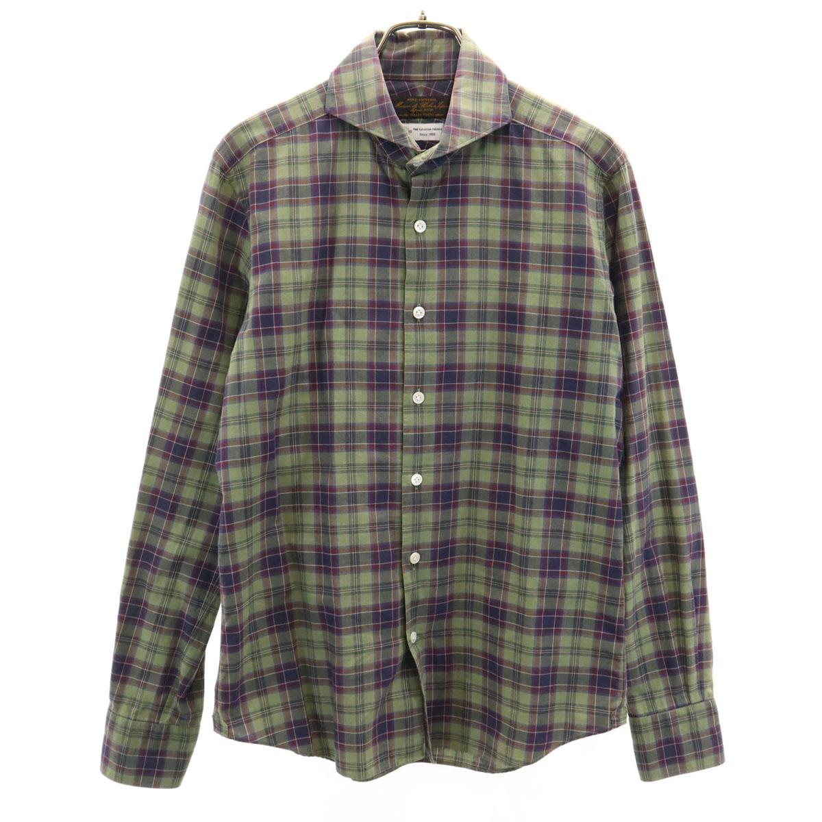 

nano universe сделано в Японии Клетчатый узор Длинный рукав Someros Co. Хлопковая рубашка Мужская Б/У