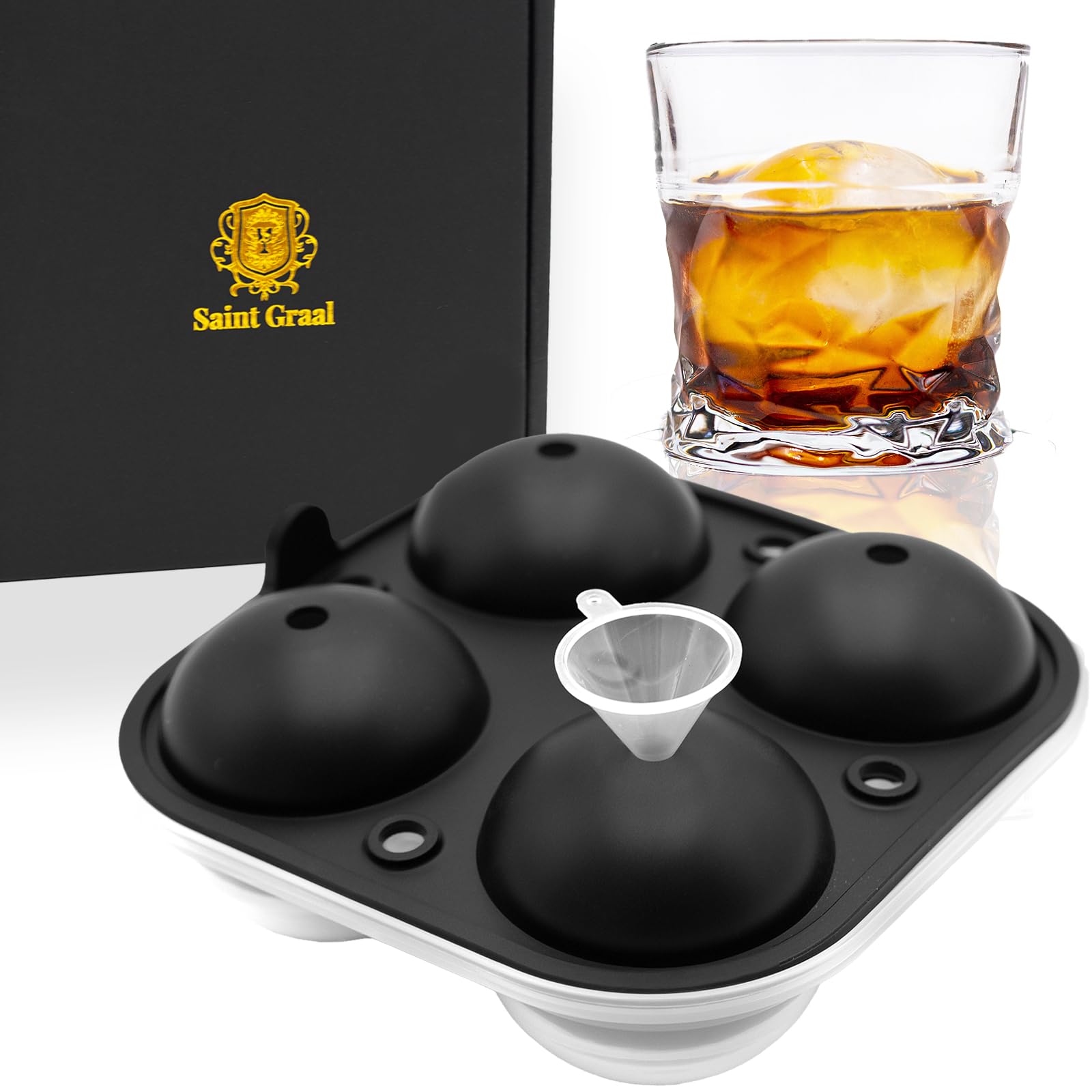 

SaintGraal Round Ice for Ice Ice and for Rocks and Alcoholic Perfect as a Birthday or Day Gift Cubes, 5.5cm, Makers, Trays, Containers, Silicone, чёрный