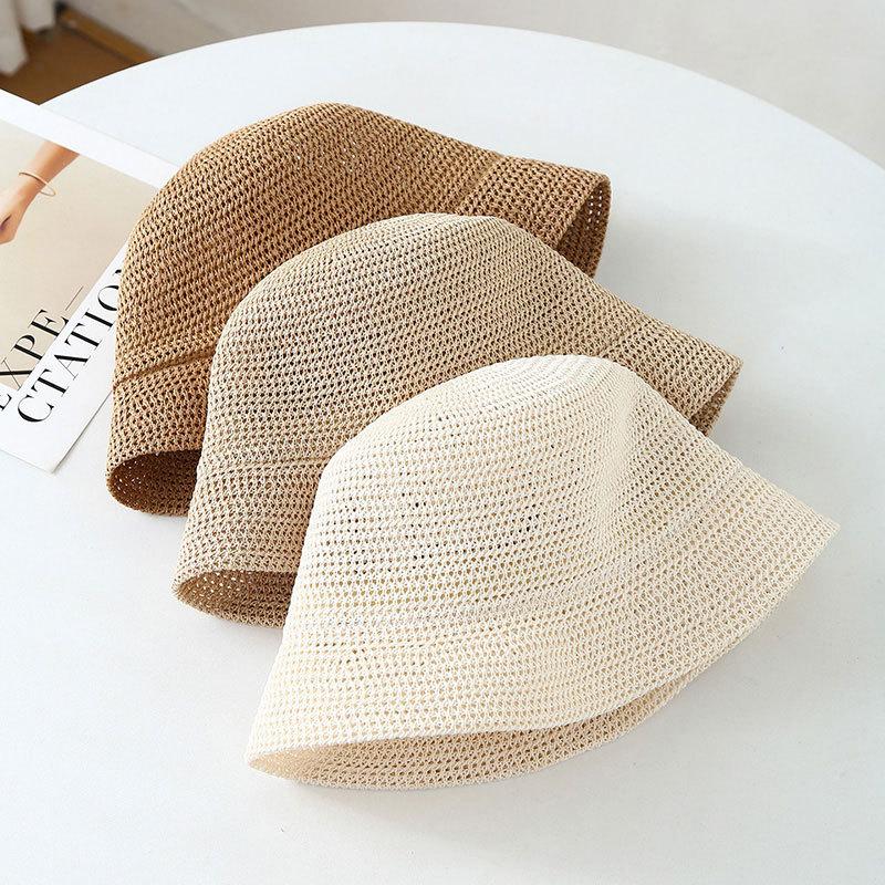 Women's Summer Sunshade Bucket Hat Travel, Round Top Breathable Cool Hat, Korean Style Short Brim Elegant Fashion Fisherman