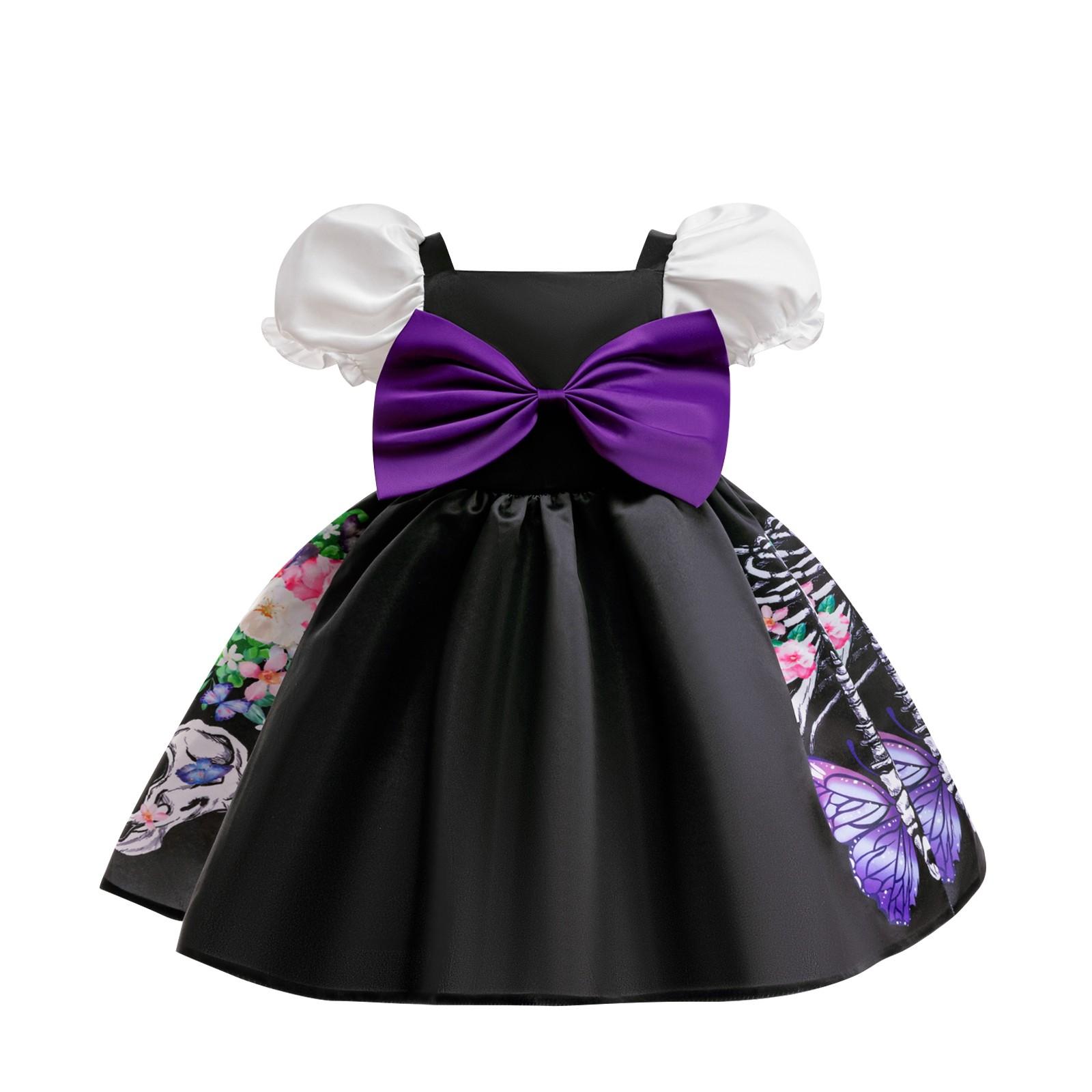 

Платье для девочек на Хэллоуин, принтованное платье, костюм для ролевой игры ведьмы, костюм для косплея, маскарадный костюм 150 фиолетовый