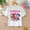 K-pop Demon Hunters White T-shirts for Girls Anime Cartoon Cute Short Sleeved Shirt Children Summer Fashion Sweet T-shirt Gifts