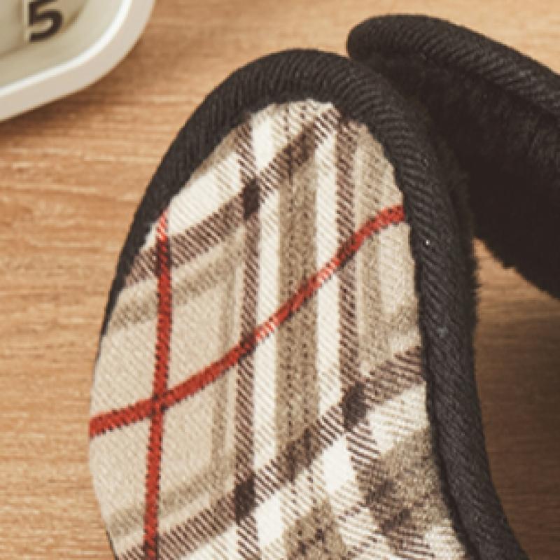 Daiso Check Pattern Earmuffs Brown