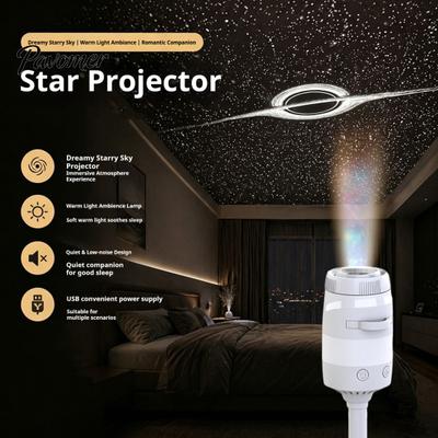 Portable Night Light Projector 2-in-1 Star Light, Starry Sky Ambient Lamp with Films, Dual Mode USB Powered Dual-Mode for Bedroom Sleep And Decoration