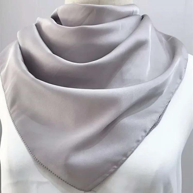 70*70cm Bandana Head Scarf For Women Silk Satin Hair Scarfs Female Cute Handkerchief Neck Scarves For Ladies Green Black White