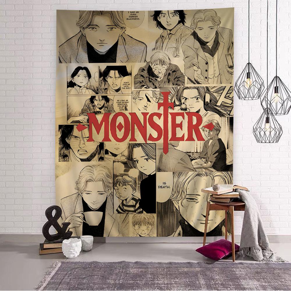 NNaoki Urasawa S Monster Anime Tapestry Art Printing Bohemian Wall Tapestries Mandala Decor Blanket