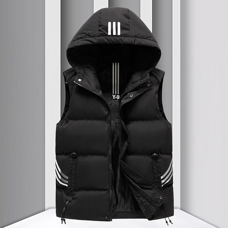 Vest men's autumn and winter new coat trend hooded thickened blue warm vest cotton vest