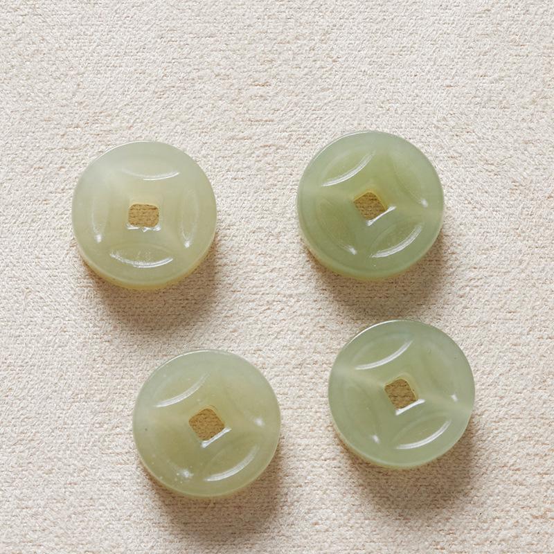 Qinghai Hetian Jade Coin DIY Jewelry Beads for Bracelets