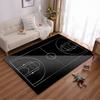 Basketball Court Pattern Carpet, Black Rugs for Living Room Decor Suitable for Use As an Anti-slip for Living Room Bedroom Sofas