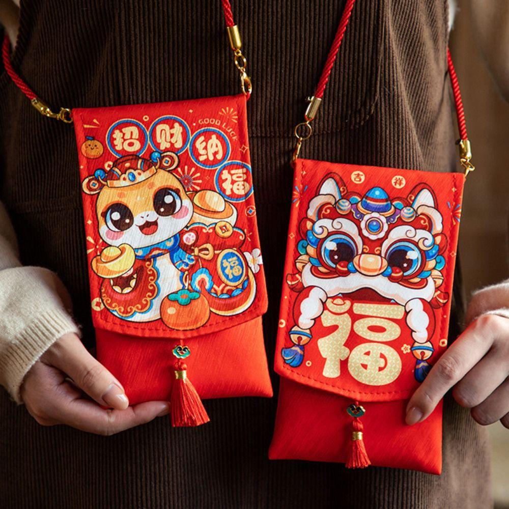 Chinese New Year 2025 Red Pocket Spring Festival Lucky Red Pockets Fabric Red Envelop  New Year