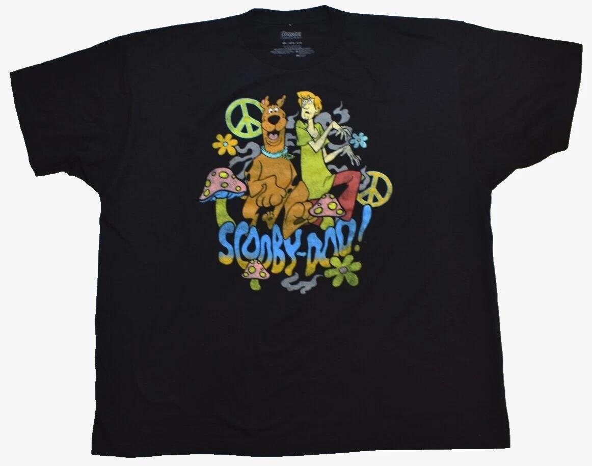 Scooby-Doo! Mens Scooby Doo & Shaggy Peace Mushrooms Black Shirt New 4XL S