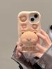 Lovely 3D Bear Hidden Holder Stand Silicone Phone Case For iPhone 11 12 13 14 15 16 Pro Max XS XR X 7 8 Plus Cute Girl Cover
