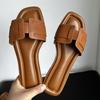 2024 frauen Moderne Hausschuhe Sommer Im Freien Bequeme Flache Hausschuhe Luxus Leder Hausschuhe Frauen Sandalen Lässig Dias Schuhe