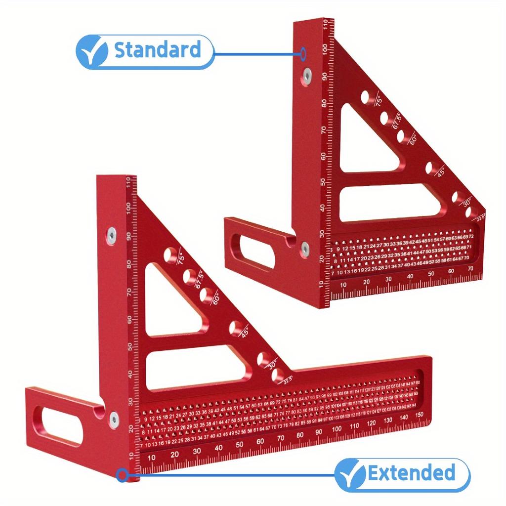 Lengthened Multi Angle 3D Square Protractor Drafting Triangle Metric Multi-angle Set Square with Angle Positioning Dowel Pin