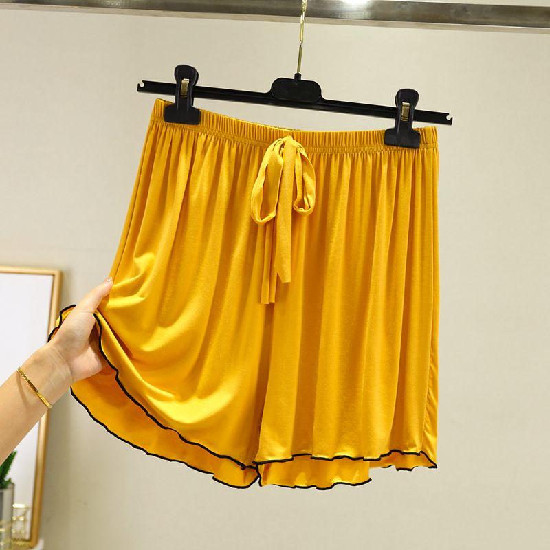 

Модальный домашний халат с высокой талией, свободные пижамные брюки из ледяного шелка для полных девушек Yellow XL (60.00 kg-70.00 kg recommended