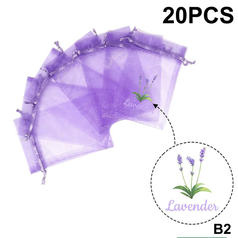 20Pcs Lavender Pattern Drawstring Mesh Bags Dried Flower Herbs Spices Storage Bag Odor-Eliminating Breathable Fragrance Pouches