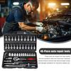 46Pcs Car Wrench Kit Strong Torque Wrenches Auto Repair Tools for Cars Bicycles Motorcycles Drive Sockets Hexagonal Kits for PH SL PZ HEX T-Drill