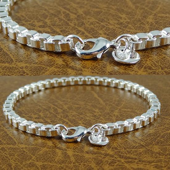 Bracelet Silver Plated Box Chain Fashion Unisex Bracelet Bangle Jewelry for Banquet