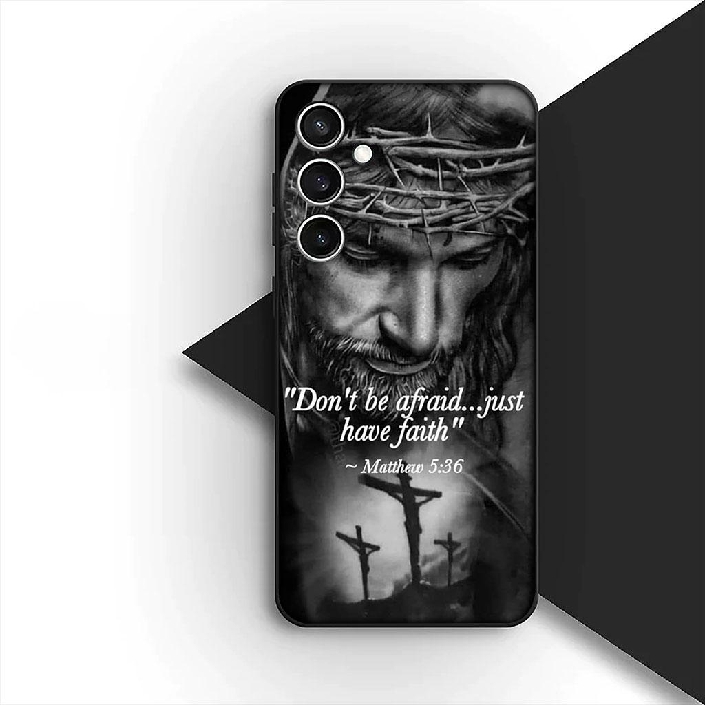Cover Jesus Cross God Phone Case for Samsung Galaxy S22 S21 S20 FE Ultra Plus A07 A17 A15 A16 A25 A57 A37 Casing