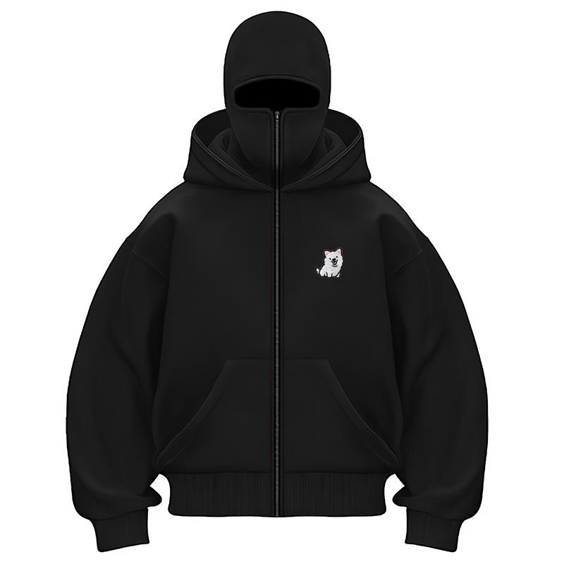 Winddichter Hoodie Sportjacke Hunde-Stickmuster Damenbekleidung Doppelte modische Kapuze Polyester Doppelkappe