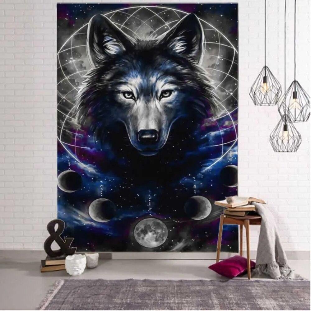 Fantasie Wolf Wandteppich Hängen Tier Zimmer Dekoration Böhmischen Psychedelic Mandala Hause Schlafsaal Wand Dekoration