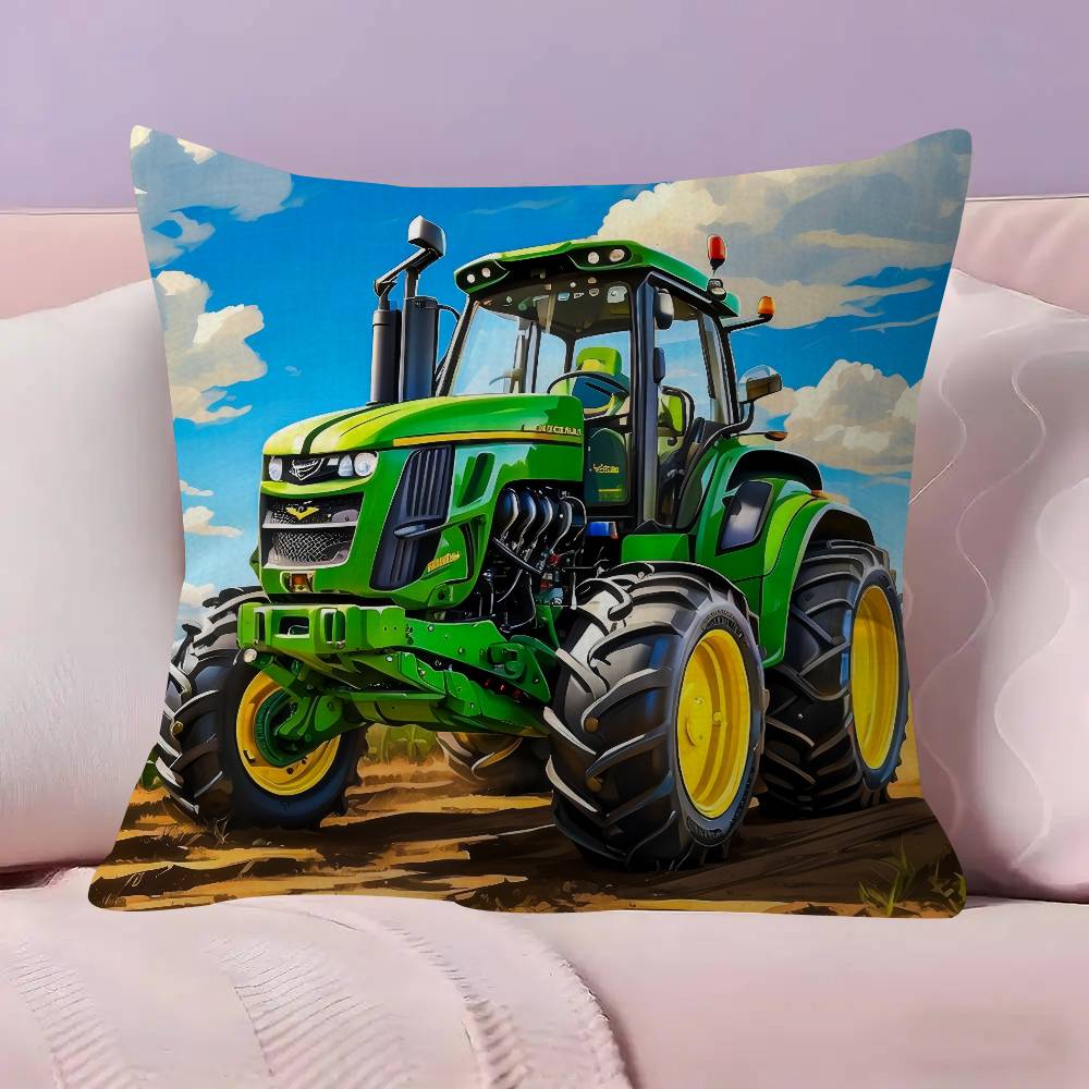 Car Tractor Decorative Double-sided Printed pillow cover Short plush Suitable living rooms bedrooms sofas throw cushion cover
