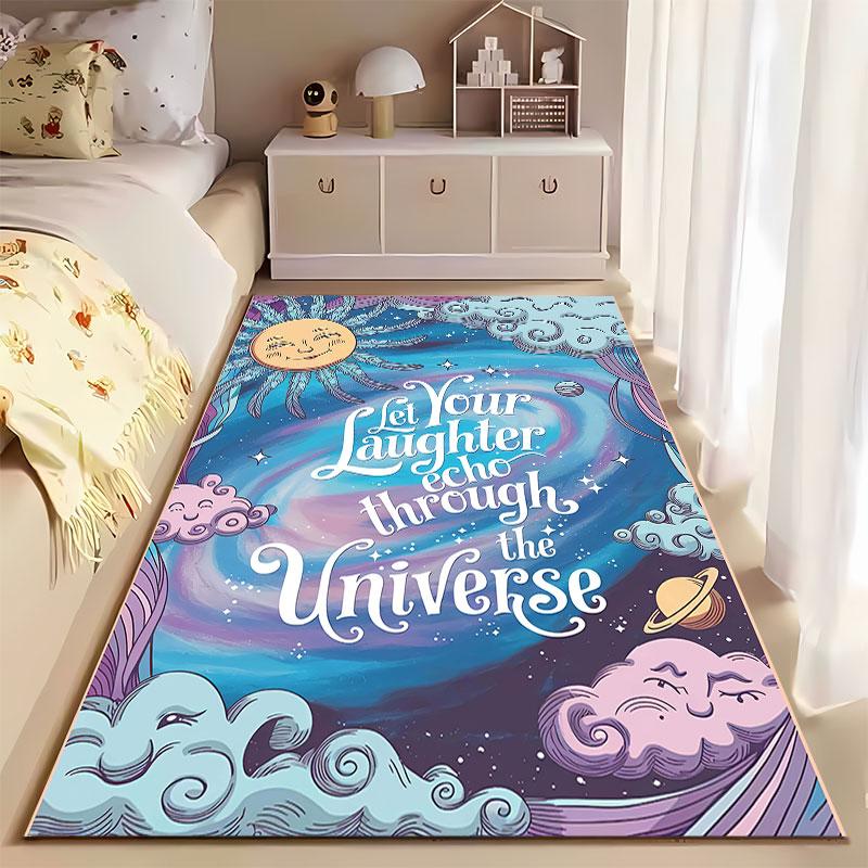 Galaxy-Themed Motivational Carpet suitable as a non-slip mat for the living room or bedroom sofa