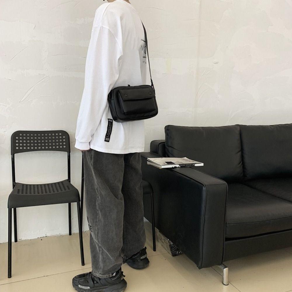 Korean Style PU Crossbody Bag Causal Sports Shoulder Bag Simple Square Message Bag Travel
