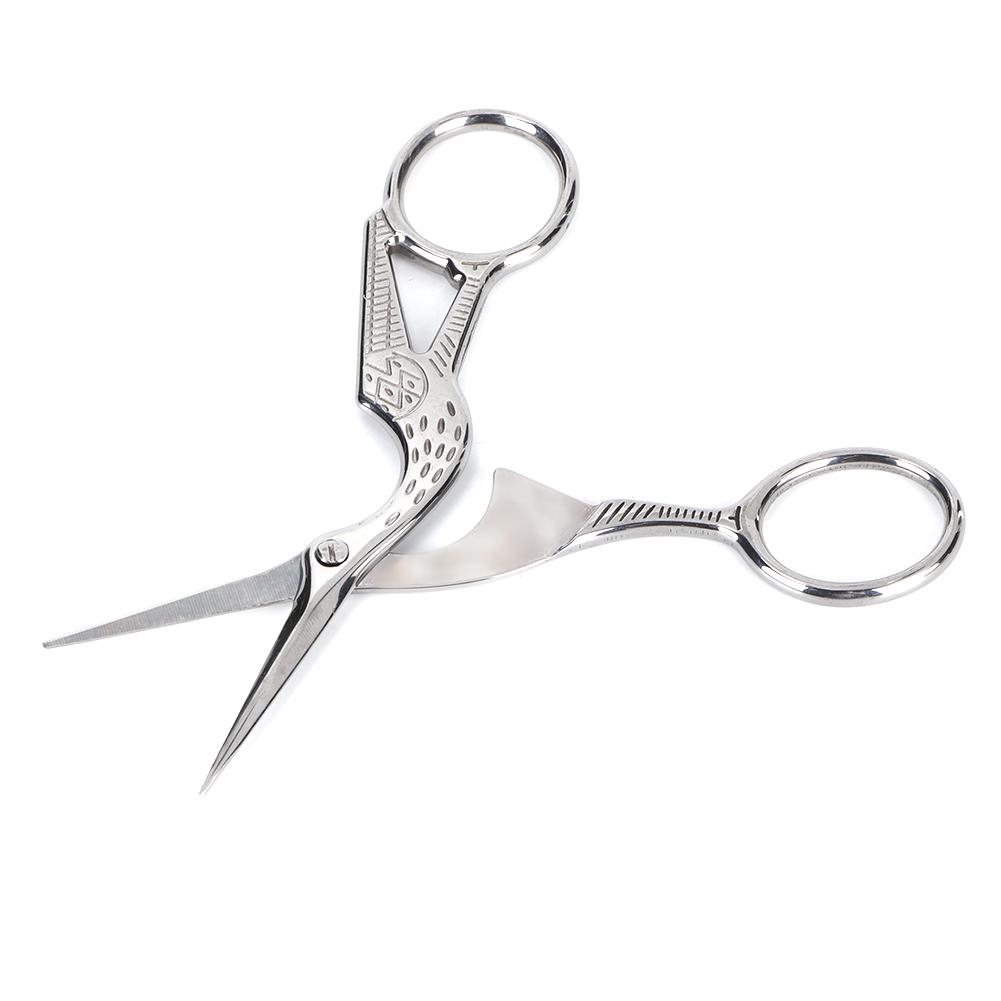 Stainless Steel Retro Style Crane Shape Sewing Scissor Tailor Handcraft Cutting ShearSilver