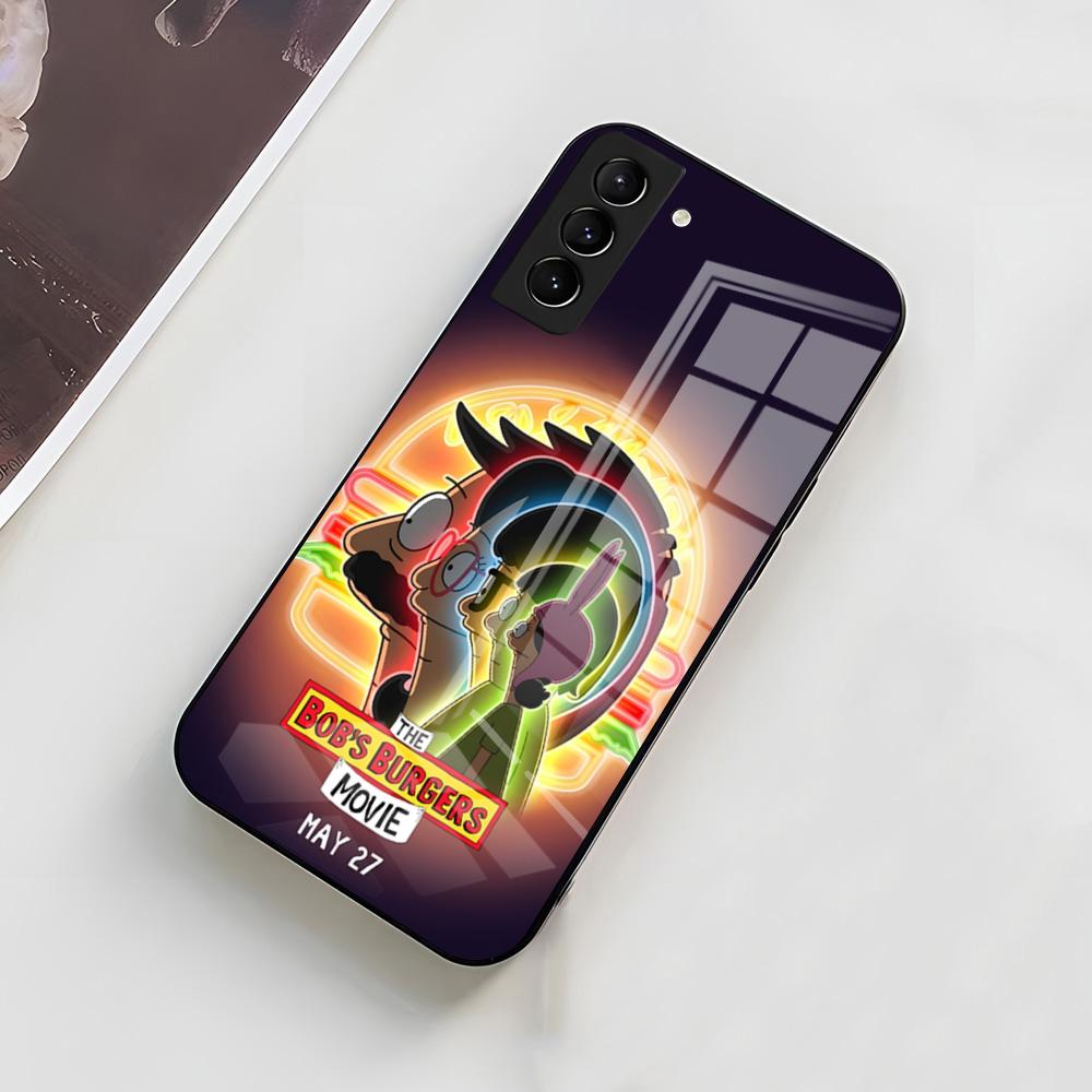 Coque de téléphone B-Bobs B-Burgers Pour Samsung S26 S25 S24 FE S23 S22 S21 Plus S20 Ultra Note20Ultra Couvercle en Verre Noir