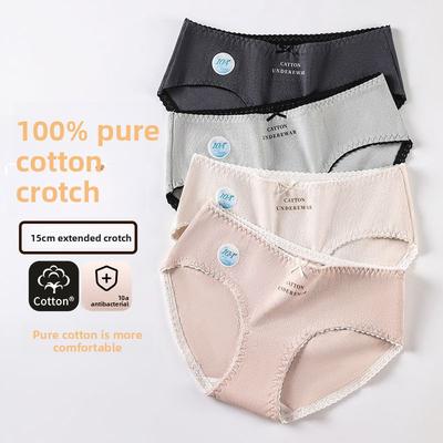 Ladies Spring Cotton 10A Anti  Bacterial Breathable Comfortable Long Anti   Bacterial Crotchy Waist Triangle Briefs
