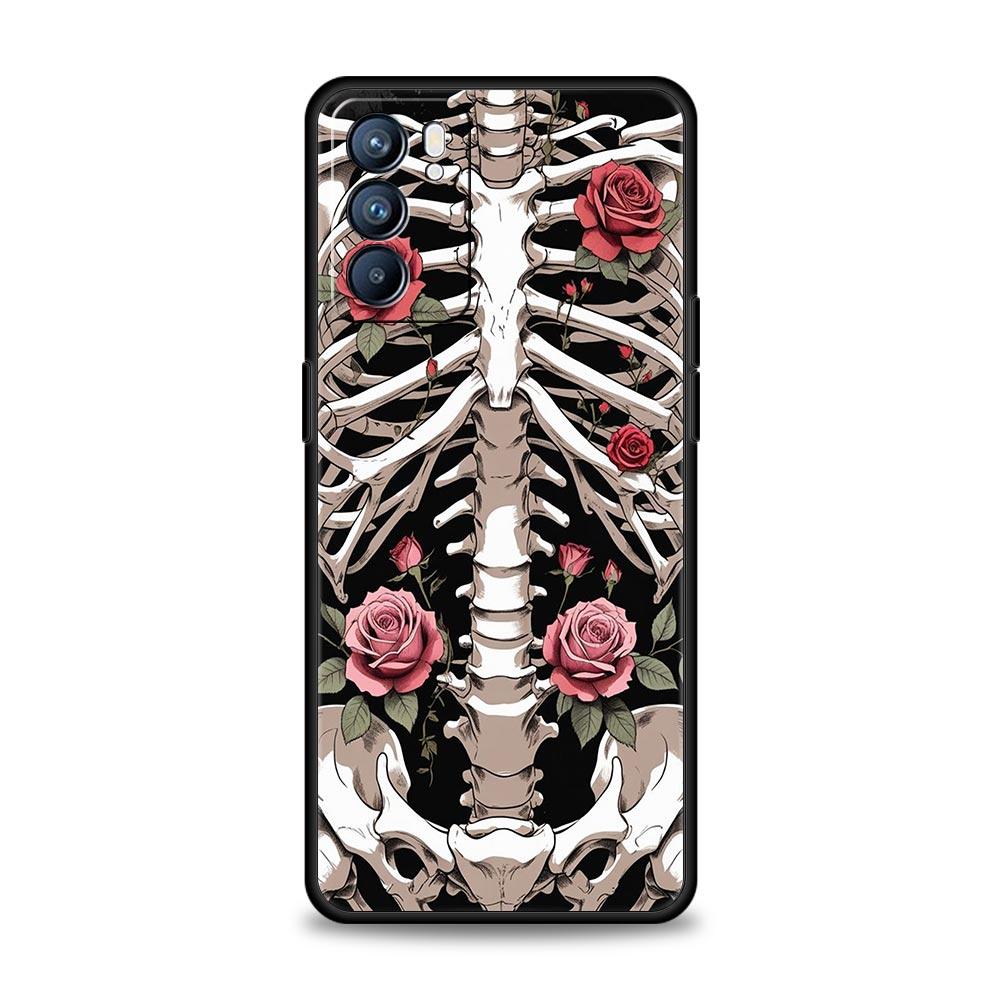 Hard Pink Purple Skull Phone Case For Oppo A54 A53 A52 A15 A95 A16 A78 A79 A80 A98 4G Find X5 X6 Reno10 12 13 F Pro 5G Cover