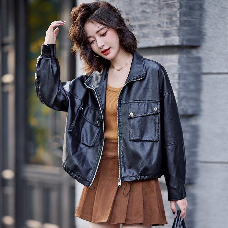 2026 Women s Short Sheepskin Leather Jacket - Fashionable & Elegant Design Extra Large