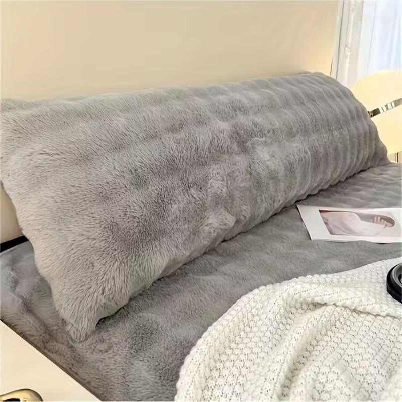 Solid Color Rabbit Fur Pillowcase Long Size No Filling Plush Soft Decorative Cover for Body Pillow Bedding Cozy Fabric