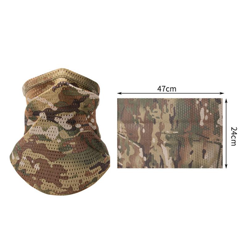 Large Mesh Windproof Neckerchief Camo Mask Neck Gaiter Cover Face Bandana Sun Cool Breathable Cycling Hiking Camping Tube Scarf