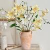 Yousheng Faux Lily Flower Long Stem Artificial Lily Branch with 4 Bloom Heads And Leaves Real Touch Lilium Flower for Wedding Party Home Decor