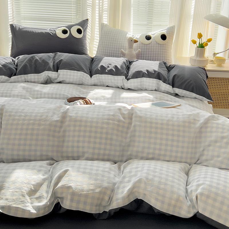 Bedding Pure Cotton Four-piece Set, Quilt Cover, Quilt Cover, Bed Sheet, Human Dormitory Three-piece Set