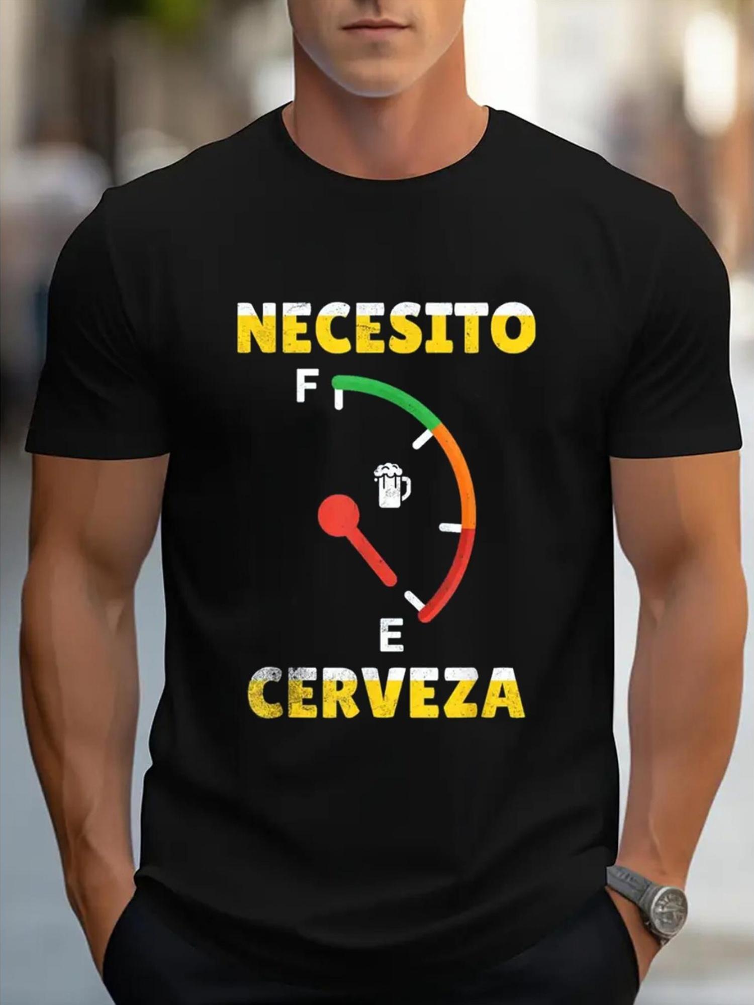 MenS Humorous Spanish Beer Quote TShirt I REQUIRE BEER Graphic Tee Soft And Breathable Fabric Loose Fit for Big Tall S M