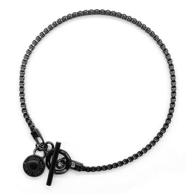 Gewickeltes venezianisches Kettenarmband Chirurgischer Edelstahl 316L Schwarzes Metall Allergikerfreundlich mit individuellem Beutel Marke Herren (M Größe)