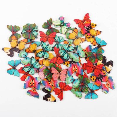 Mediniai Įvairių Spalvų Drugelio Formos Mygtukai 2 Skylutės Rankų Darbo Drabužių Siuvimo Scrapbooking Amatai Pasidaryk Pats 28X20Mm 30Vnt