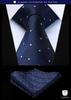 [HISDERN] Business Navy Tie 3-Piece Set - Stylish, Perfect for Weddings, Blue Tie, Pocket Square, Men's Formal Wear, Washable, Brand Name, Gift T3-02